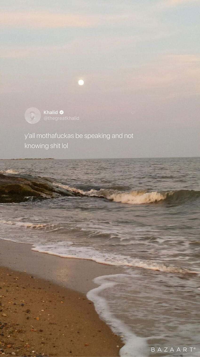 Tumblr khalid cita Alina baraz vista para o mar roxo laranja rosa amarelo beleza, tweets tristes Papel de parede de celular HD