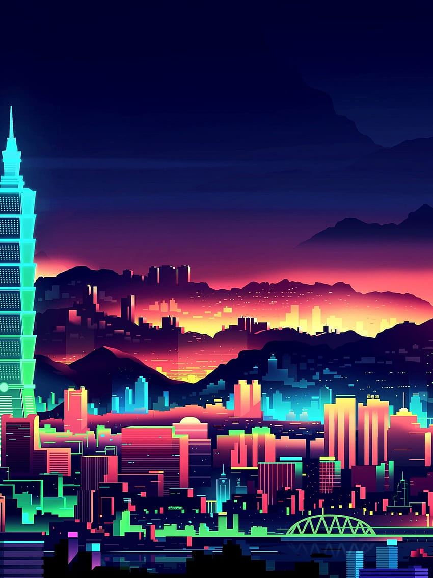 neon city phone HD phone wallpaper