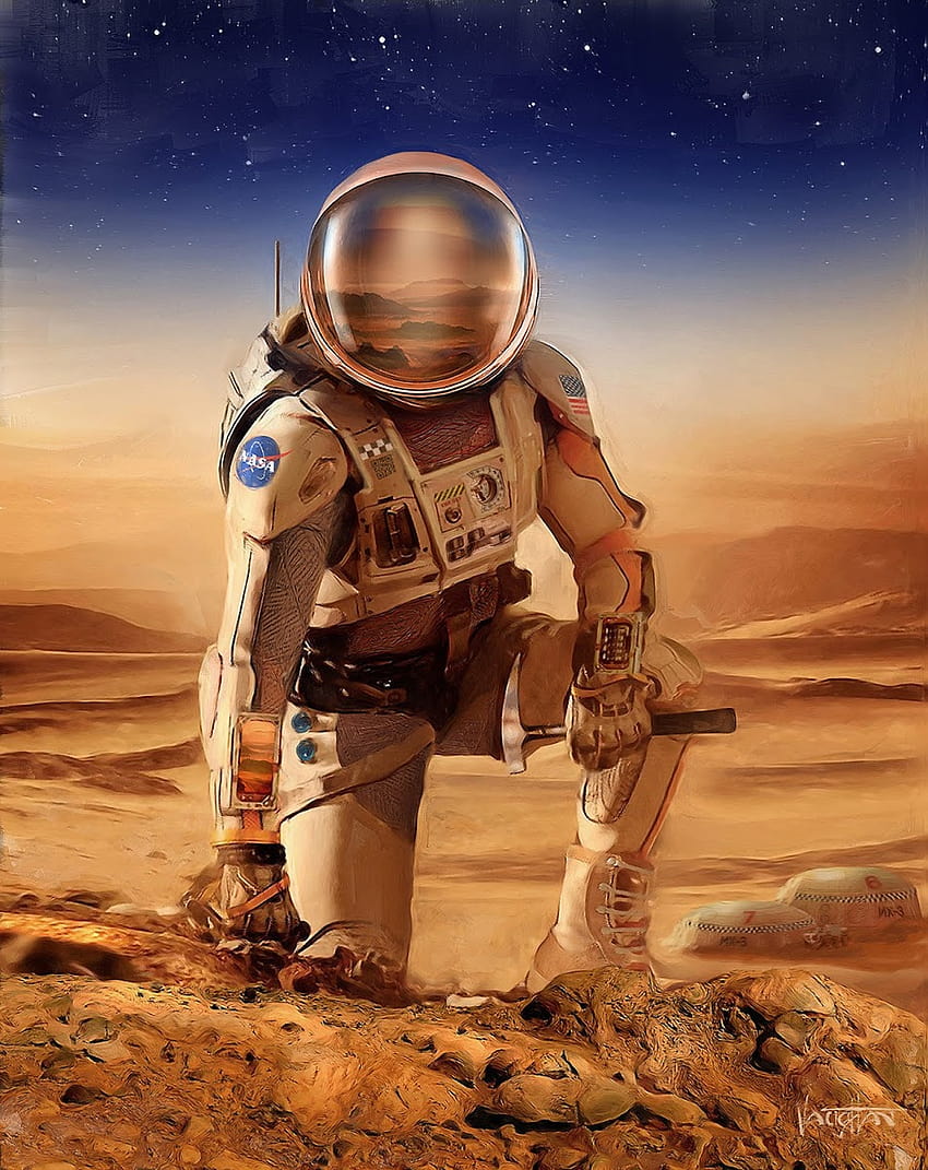 Astronauta NASA na Marsie autorstwa Jamesa Vaughana w 2020 r., Alyssa Carson astronauta Tapeta na telefon HD