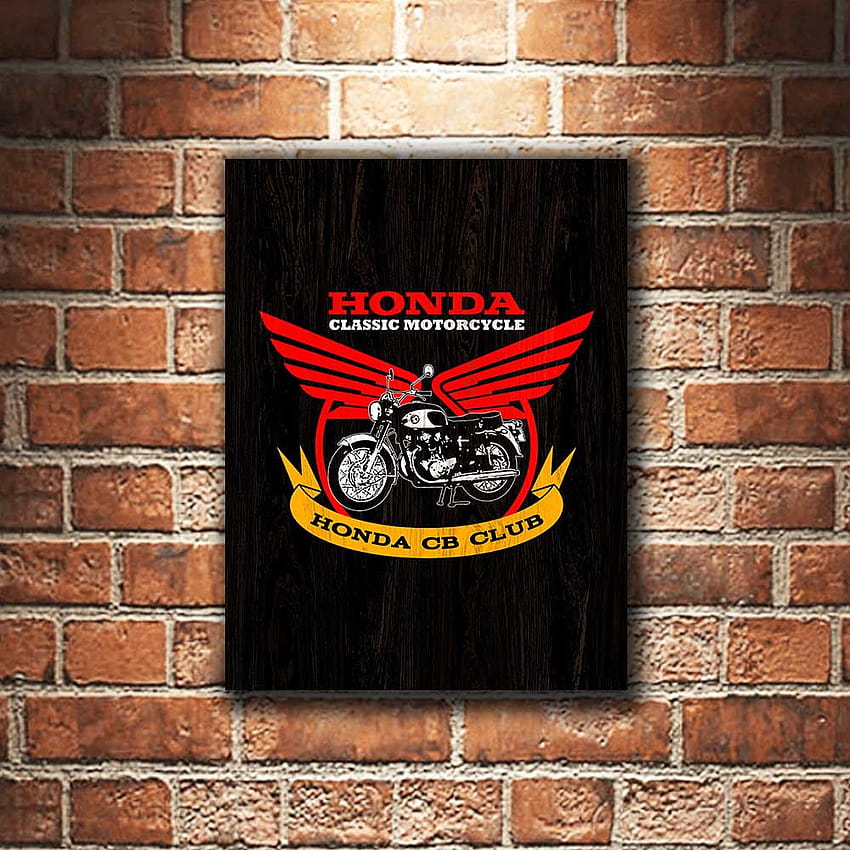 Honda CB Motor Klasik Poster Kayu Dekorasi Pajangan Dinging Bingkai Foto Walldecor, motor cb HD電話の壁紙