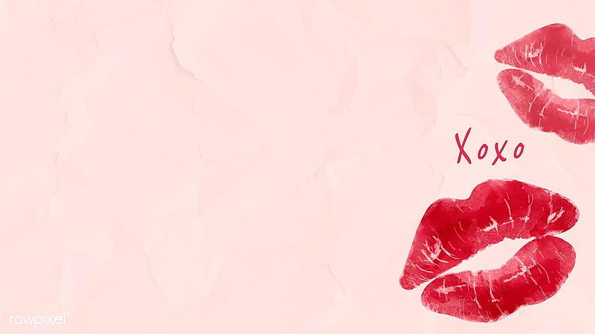 premium vector of Red lipstick kiss on wrinkled paper backgrounds, valentines day aesthetic HD wallpaper
