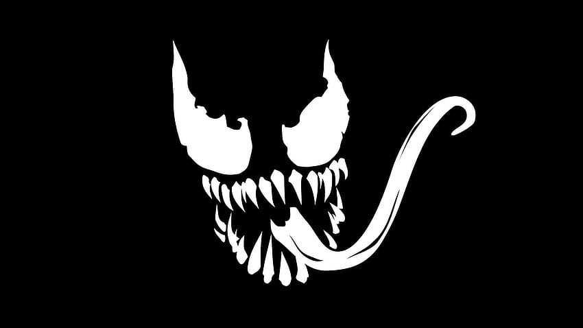 어두운 배경의 Venom Marvel 로고, 독 기호 HD 월페이퍼