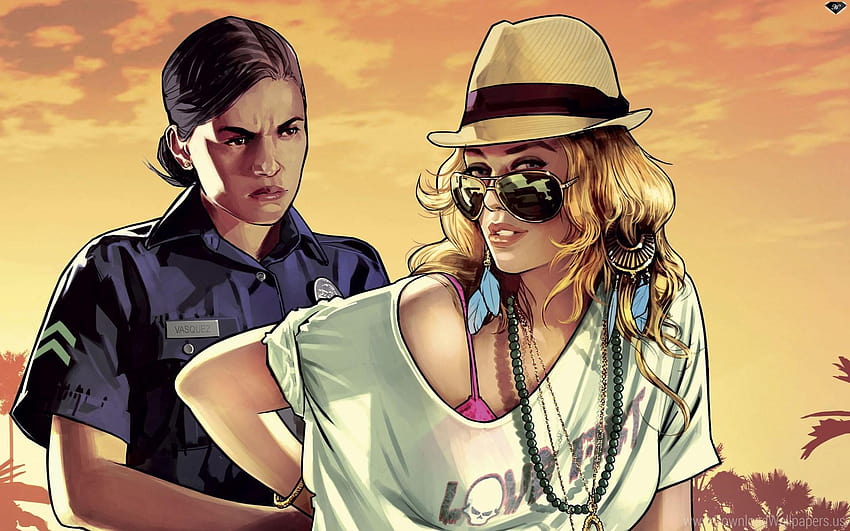 Cop, Girl, Grand Theft Auto V, Gta 5, Police, gta police HD wallpaper