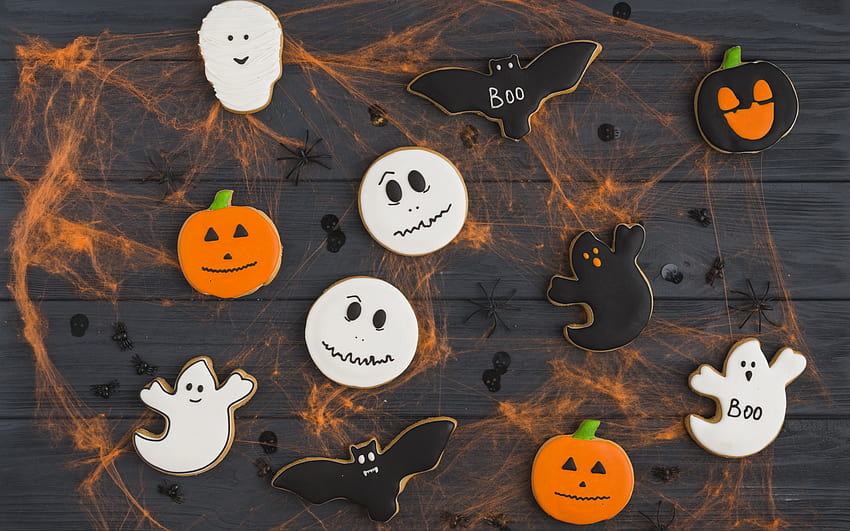 Bat, Cookie, Ghost, Halloween, Pumpkin & Backgrounds, halloween bats and pumpkins HD wallpaper