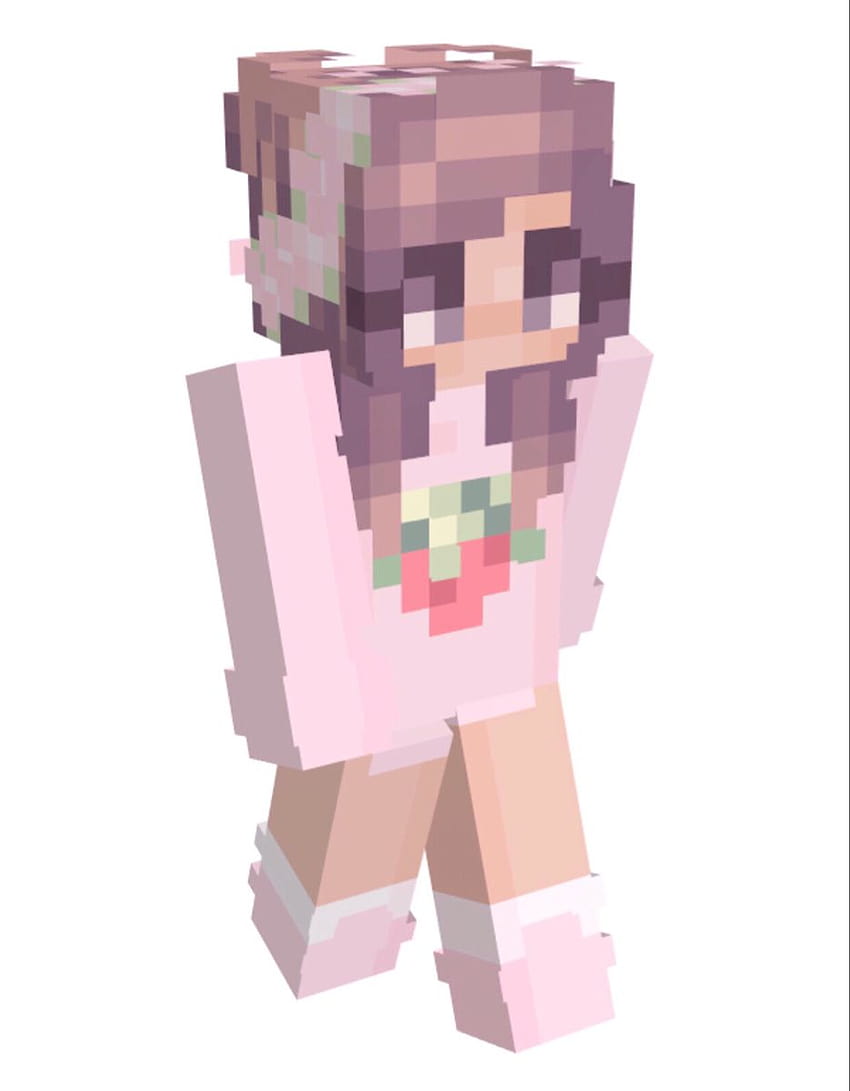 Blumenmädchen-Minecraft-Haut, Minecraft-Mädchen mit Blumenkrone HD-Handy-Hintergrundbild