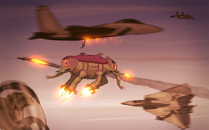 ancient psychic tandem war elephant... awesome. HD wallpaper