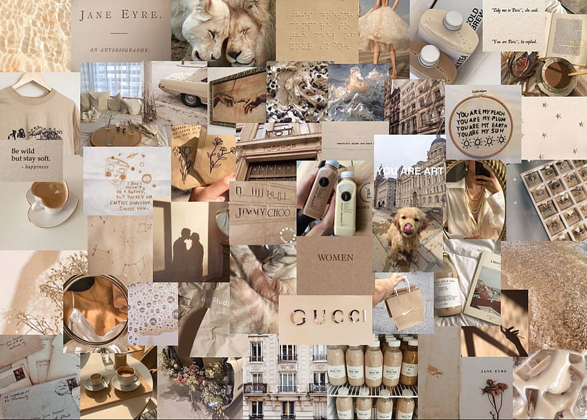 Beige Collage, spring aesthetic collage HD wallpaper