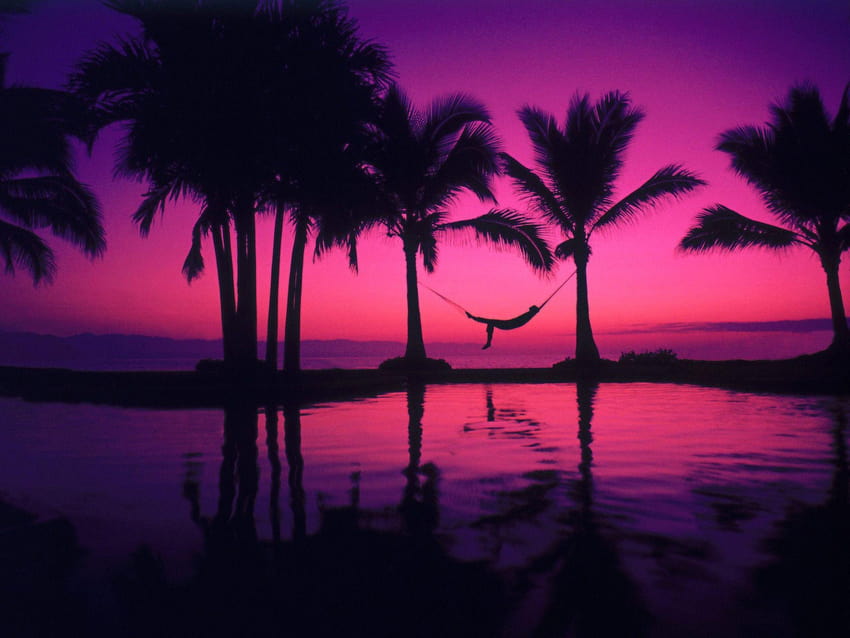 4 Purple Sunset Hawaii Beach, hawaiian sunset HD wallpaper