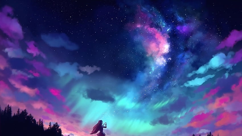 1920x1080 Anime Girl And Colorful Sky Laptop Full , Anime , and ...