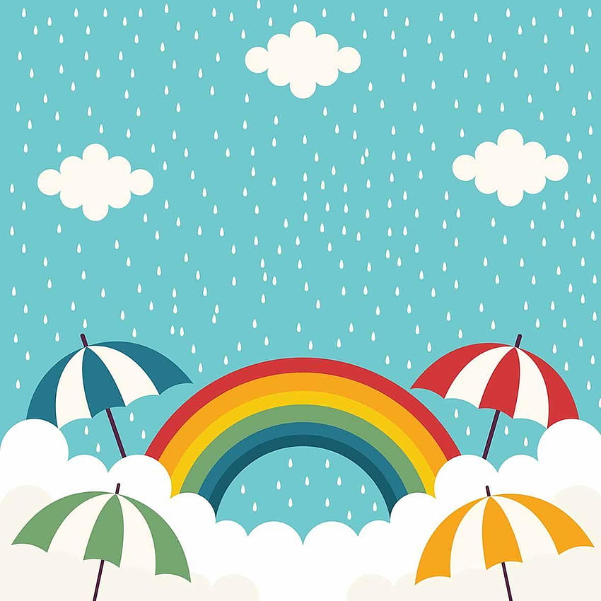 Allenjoy niños arco iris paraguas nubes pequeños puntos grafía, bebé fondo de pantalla del teléfono
