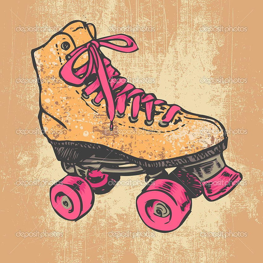 Retro Roller Skate And Grunge Texture Background., skating party HD phone wallpaper