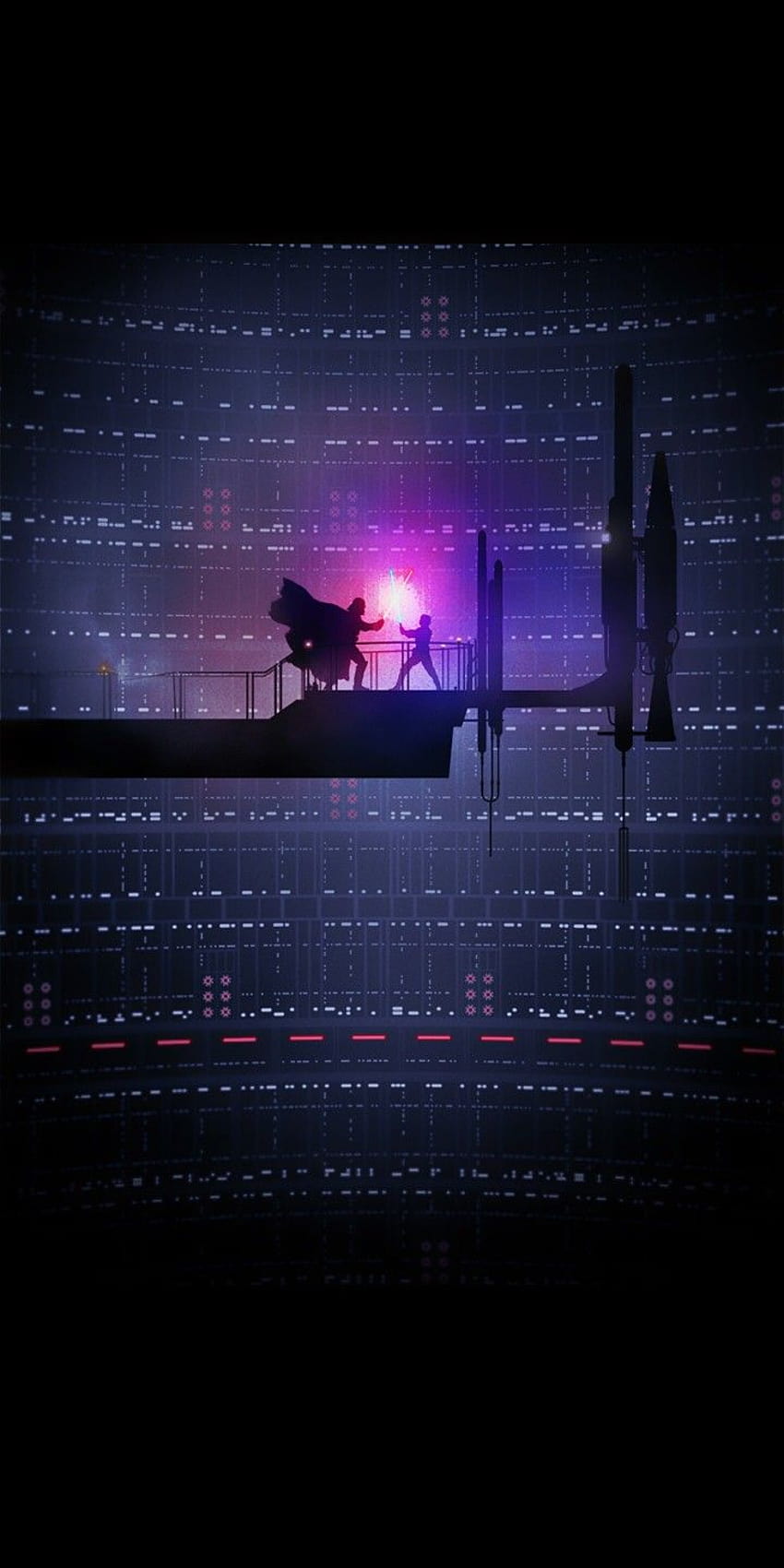 Star Wars ESB Bespin Lightsaber Duel por Marco Manev. 18:9, luke skywalker vs darth vader silueta fondo de pantalla del teléfono