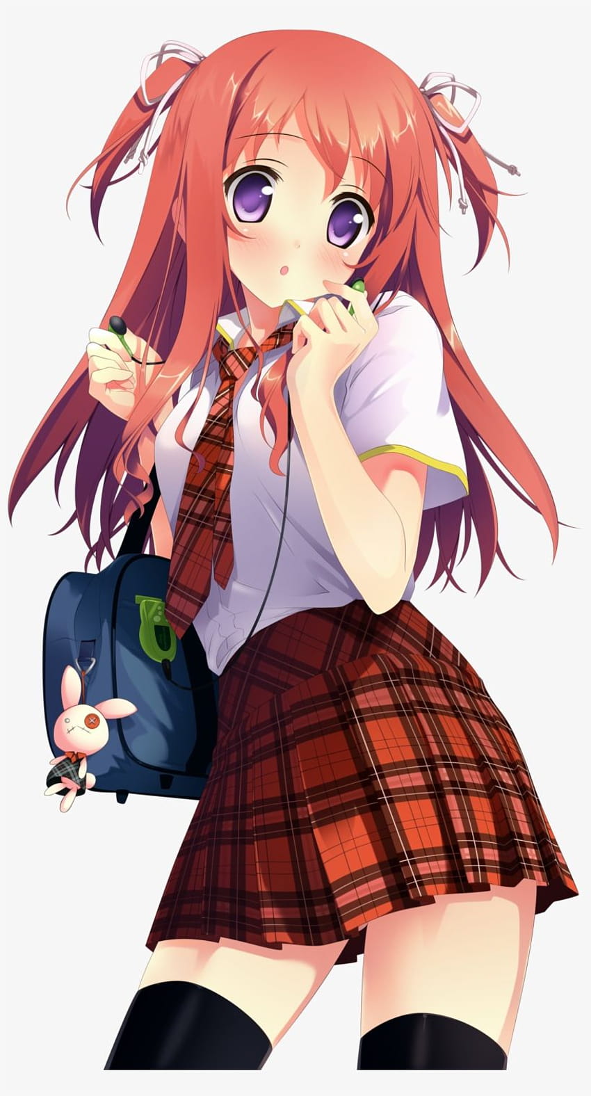 Anime School Girl Red Hair Transparent PNG, chibi school girl HD phone wallpaper