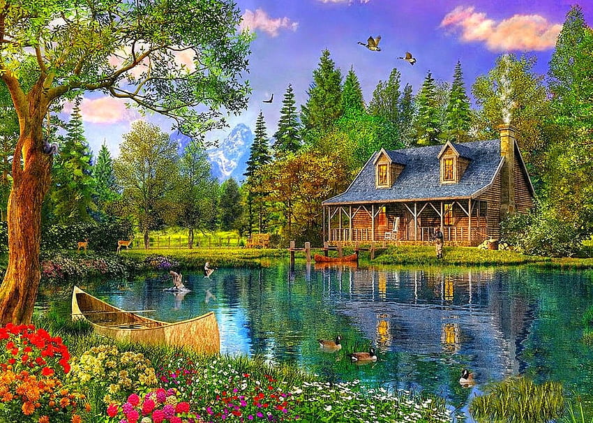 Best 4 Spring House on Hip, lakeside spring HD wallpaper | Pxfuel