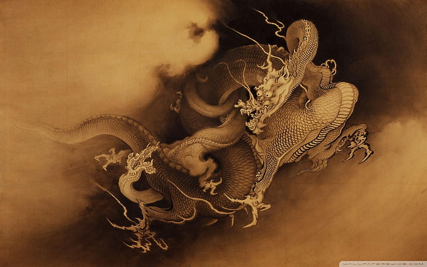 6 Japanese Dragon, gold dragon HD wallpaper