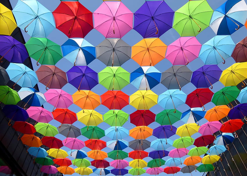 Pixabay, colorful umbrellas HD wallpaper