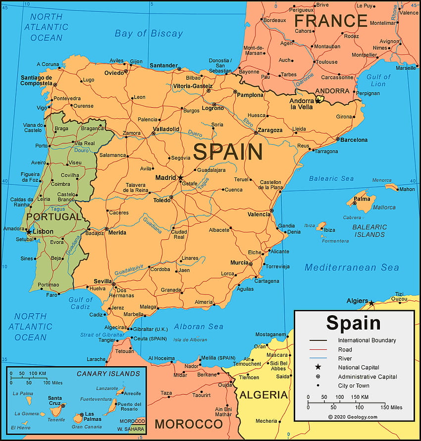 Hiszpania mapa i satelita Tapeta na telefon HD