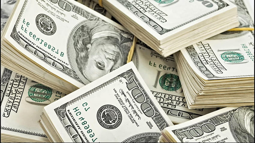 Geld 17 von 27 – Geldstapel mit 100-Dollar-Scheinen, reichhaltiges Geld HD-Hintergrundbild