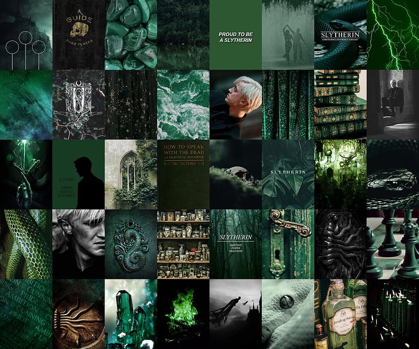 Digital Harry Potter Slytherin Theme Collage Wall, slytherin collage HD ...