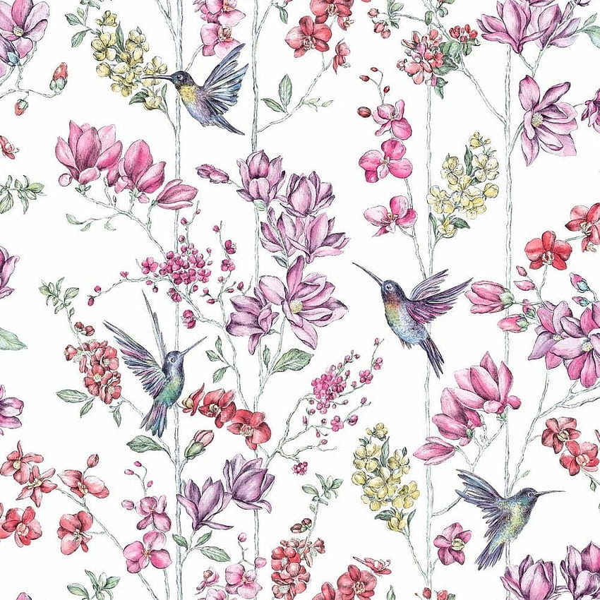 Details about Holden Decor Charm White Multi 12390, hummingbirds and lilacs HD phone wallpaper