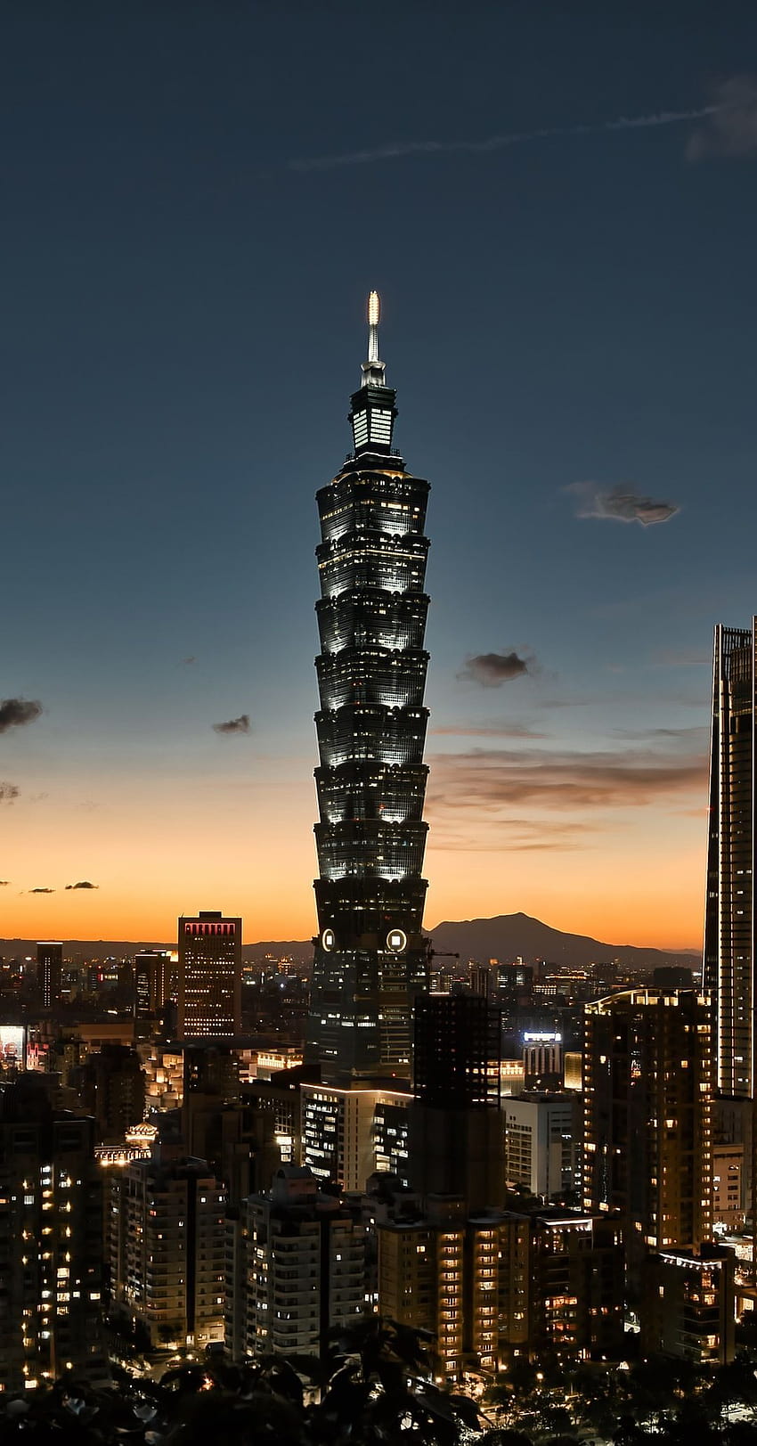 2020'de Taipei 101, Taipei, Tayvan'da gün batımı HD telefon duvar kağıdı