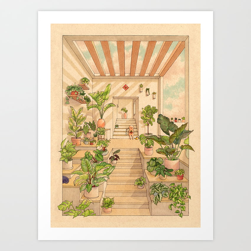 Houseplants Art Print by Felicia Chiao HD phone wallpaper