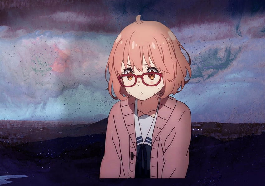 Wallpaper girl, anime, petals, tears, art, tape, kyoukai no kanata, mirai  kuriyama for mobile and desktop, section сёдзё, resolution 1920x1536 -  download