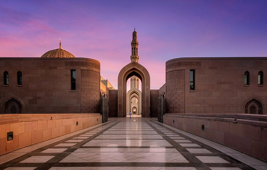 moschea, fede, Oman, Grande Moschea del Sultano Qaboos, Grande Moschea del Sultano Qaboos, Mascate, sezione город Sfondo HD