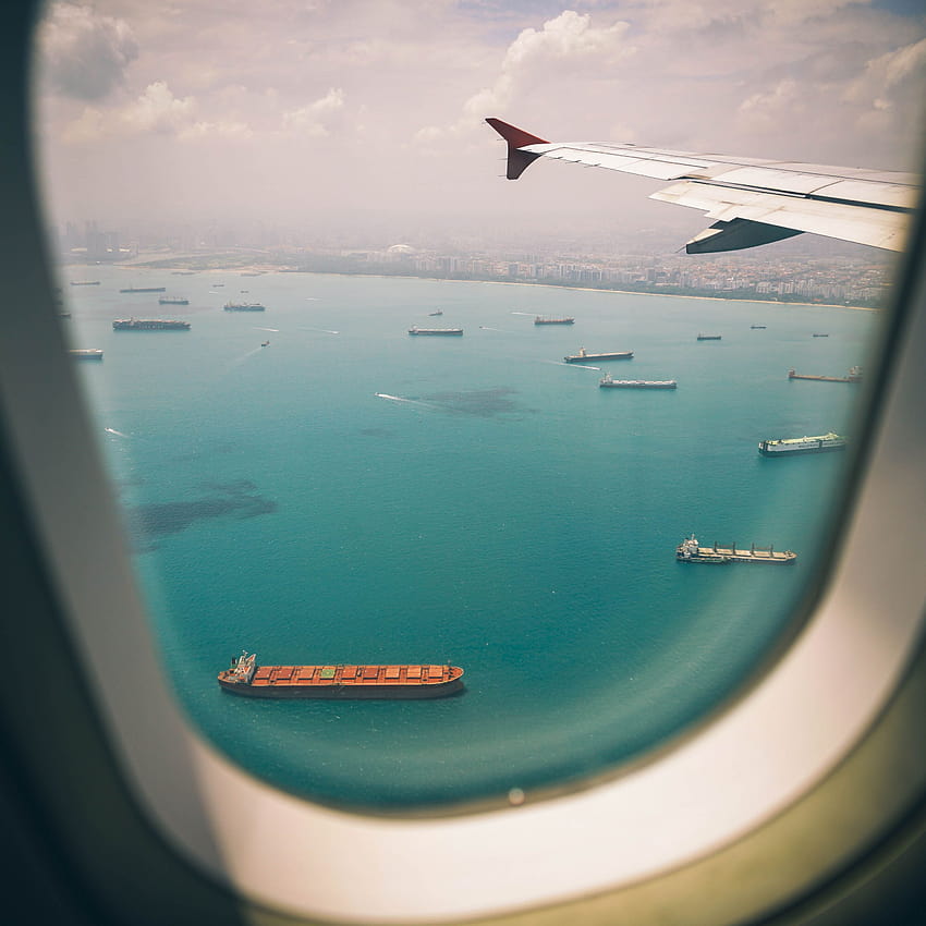2932x2932 Barcos Vista al mar desde la ventana del avión Ipad Pro Retina Display, s y fondo de pantalla del teléfono