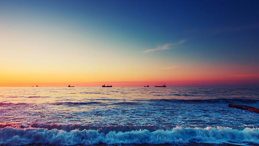 Sunset, Beach, Seascape, , Nature, sunset beach seascape HD wallpaper