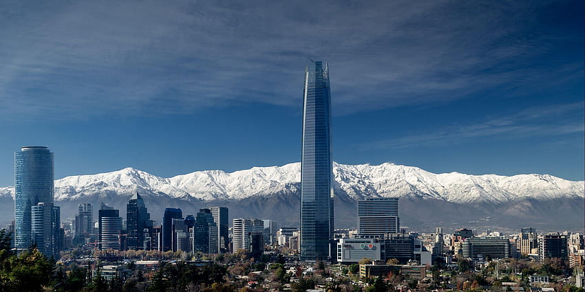 Los rascacielos y la cordillera 센터. La gran tore, 칠레 산티아고 HD 월페이퍼