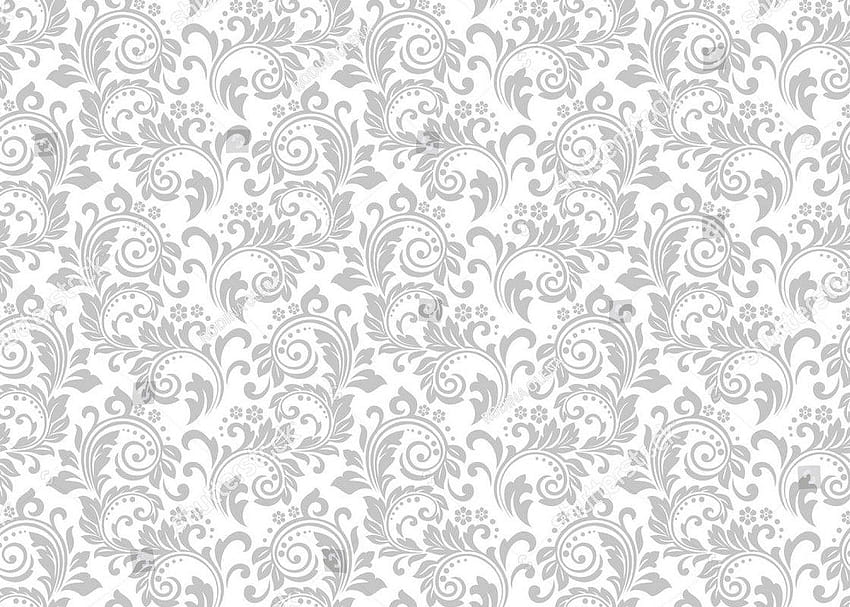 blanc damassé gris gris Motif floral Arrière-plans Tissu vinyle Haut, fond floral Fond d'écran HD