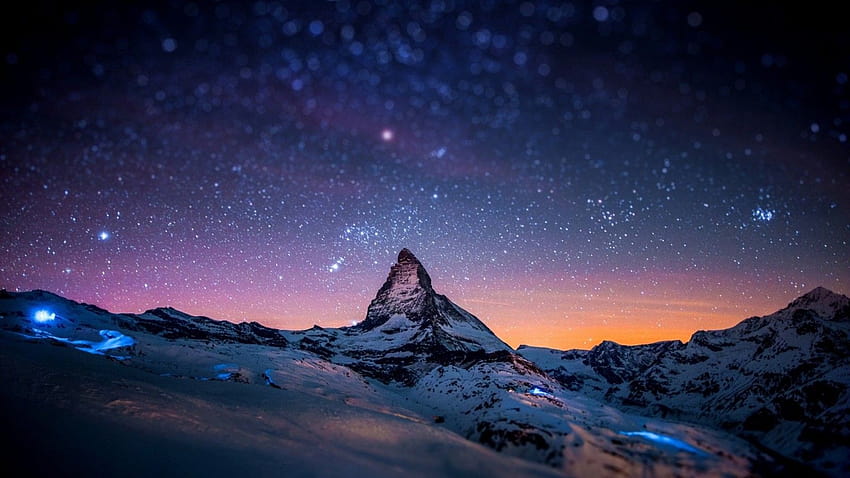 Zermatt , Backgrounds, mountain lights digital art HD wallpaper
