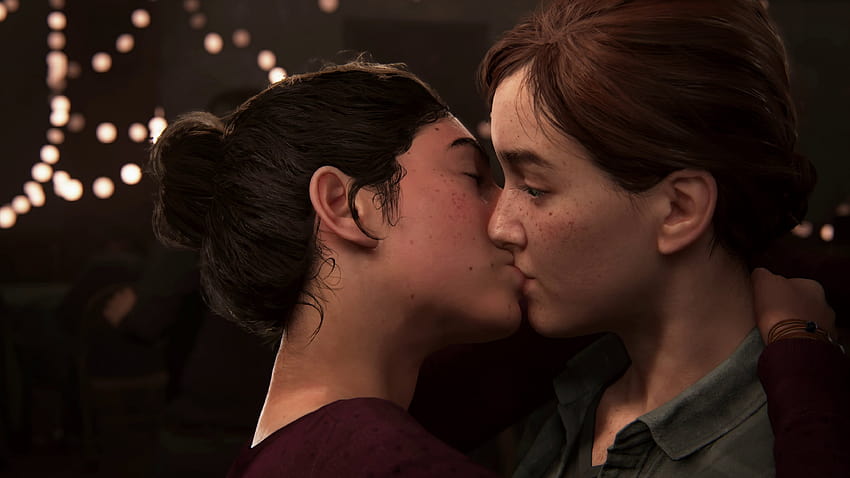 The Last of Us Part 2 エリーとディナ キス、コンピューターにキス 高画質の壁紙