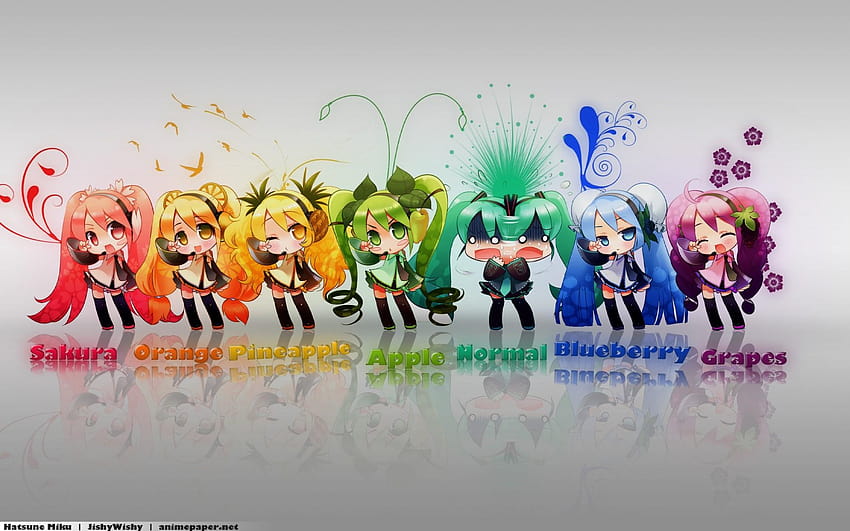 Hatsune Miku Chibi, grupo de anime chibis fondo de pantalla