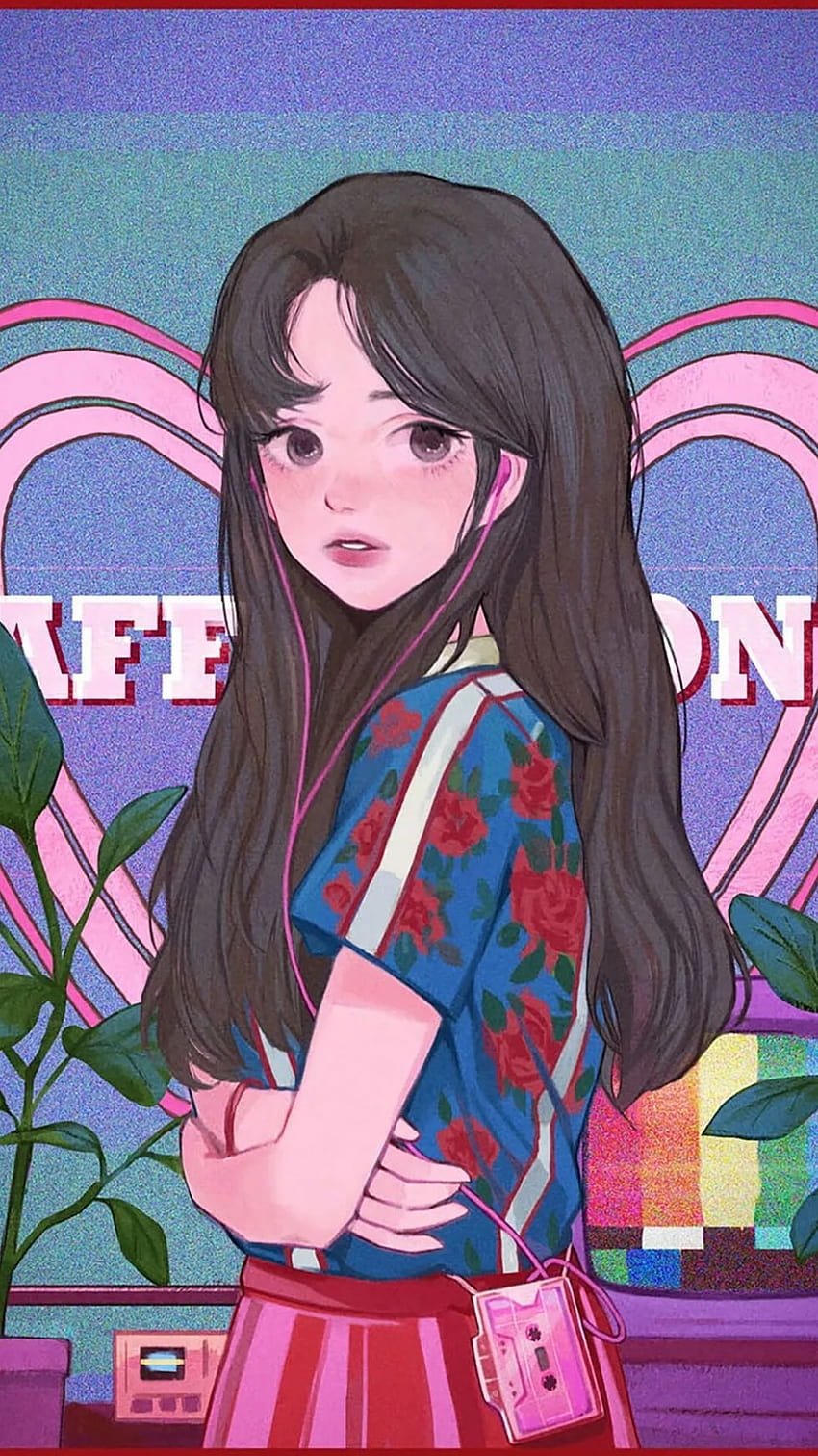 Pretty girl, aesthetic anime phone girl HD phone wallpaper