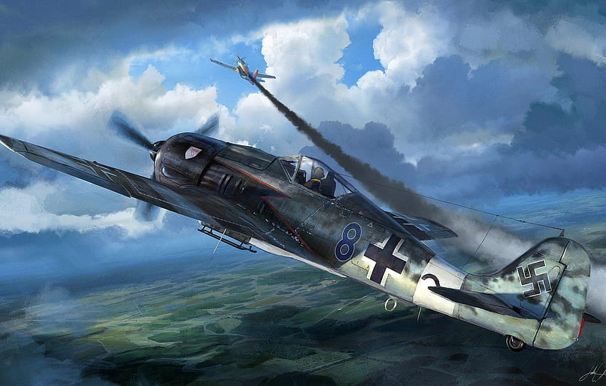 das Flugzeug, Figur, Jäger, die Deutschen, Focke Wulf, Fw 190, Luftwaffe, Abschnitt авиация HD-Hintergrundbild