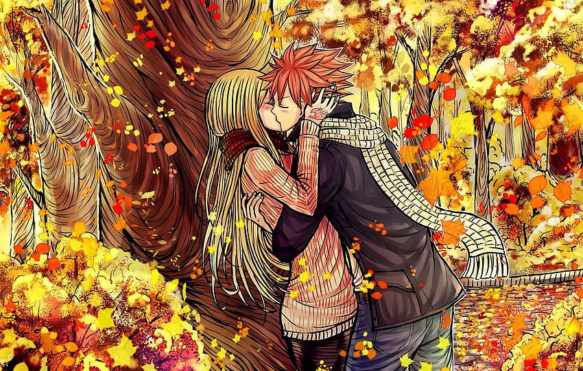 autumn, romance, anime, pair, Fairy Tail, Fairy tail, autumn fairy HD wallpaper