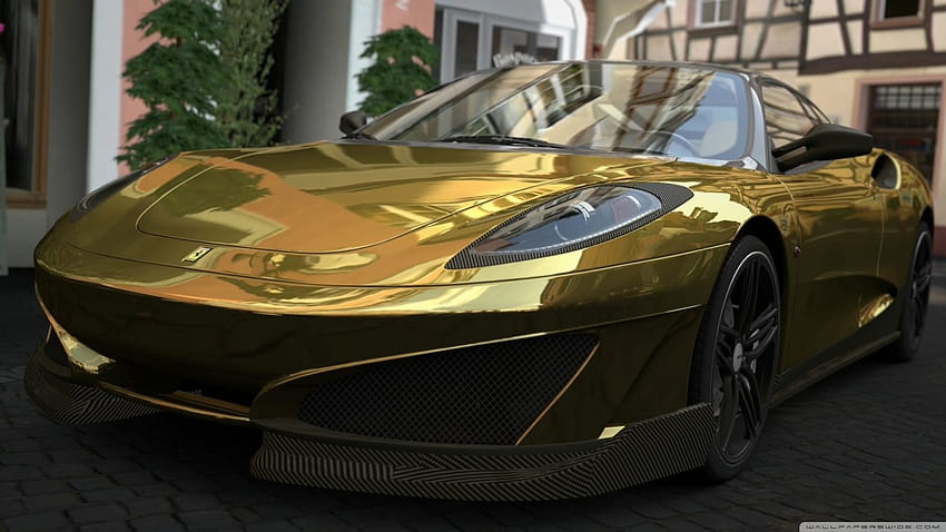 Gold Ferrari, golden ferrari HD wallpaper