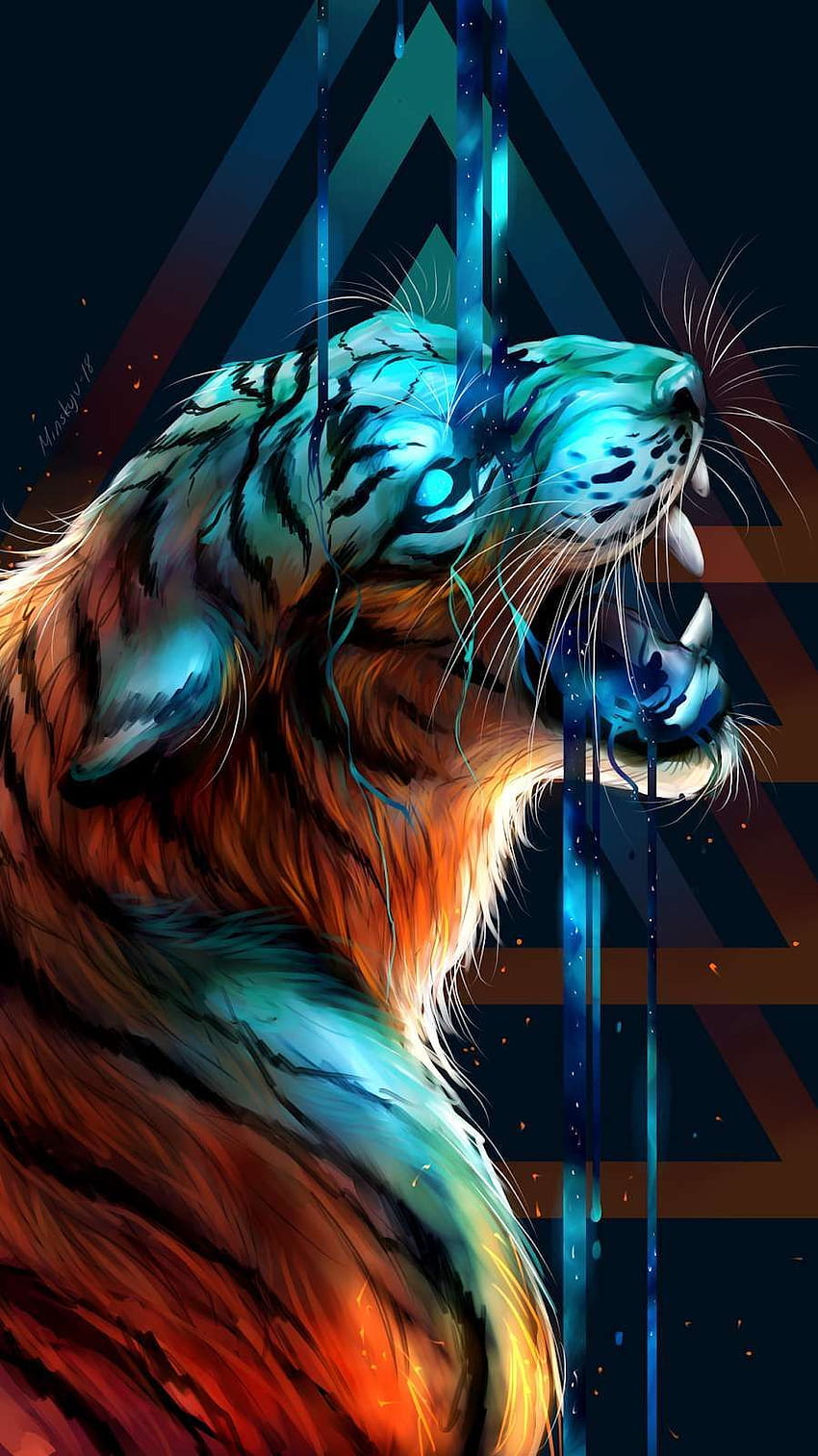 Bengal Tiger Art iPhone, тигър 3d HD тапет за телефон