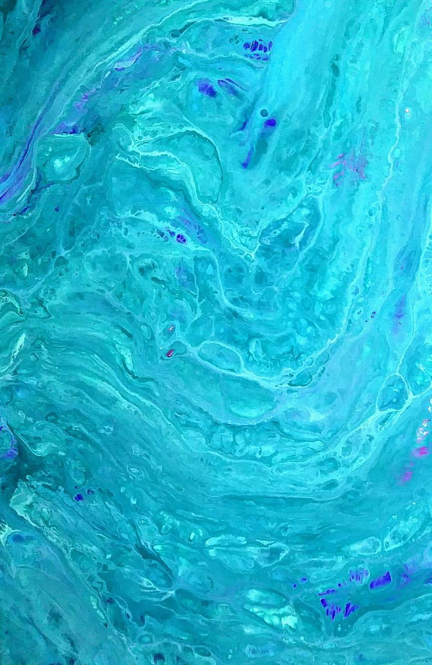 Aqua Waves by Airyn_Ly, acrylic pour HD phone wallpaper