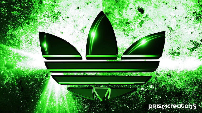 Zielone logo Adidas, neonowe logo adidas Tapeta HD