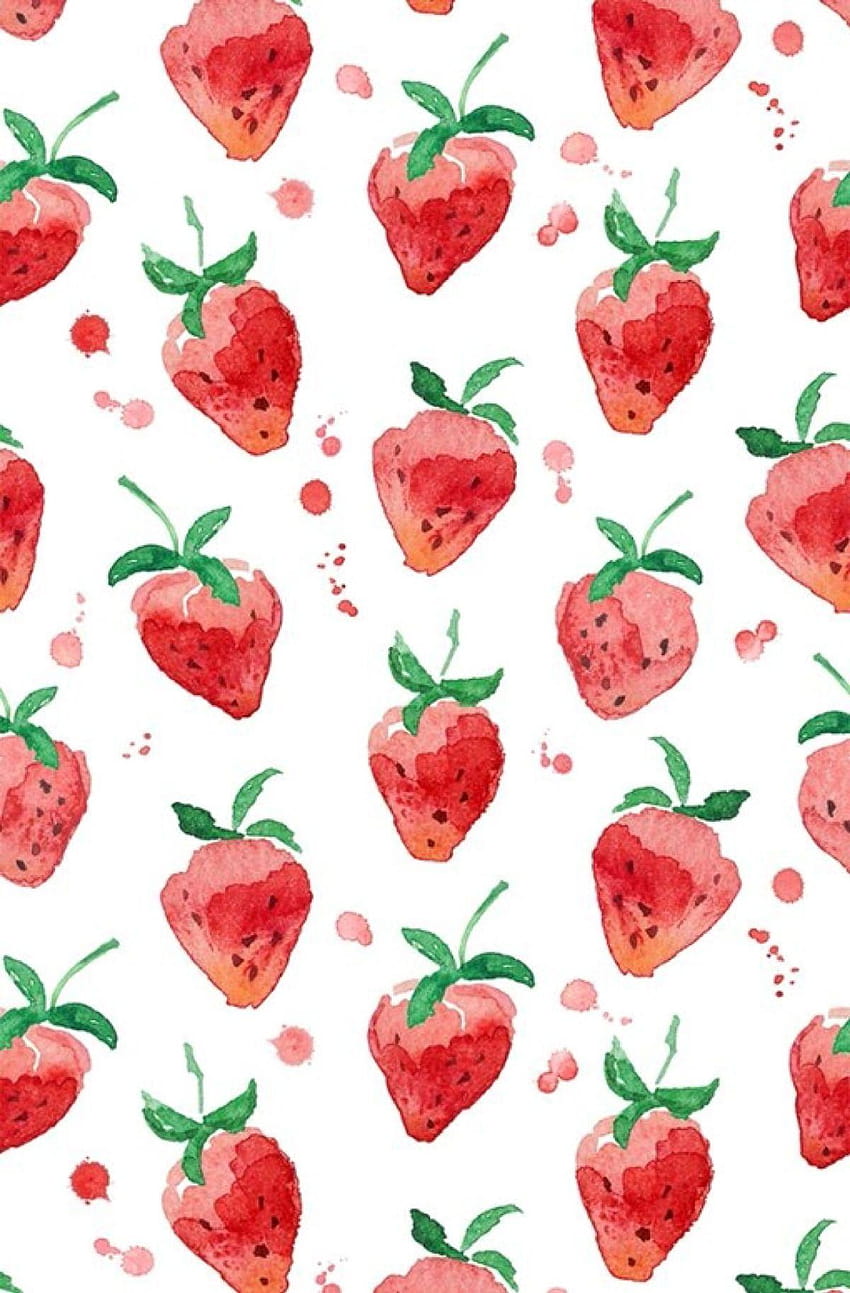 This makes me think of my Neeny. She covered her kitchen in, strawberry watercolor HD phone wallpaper