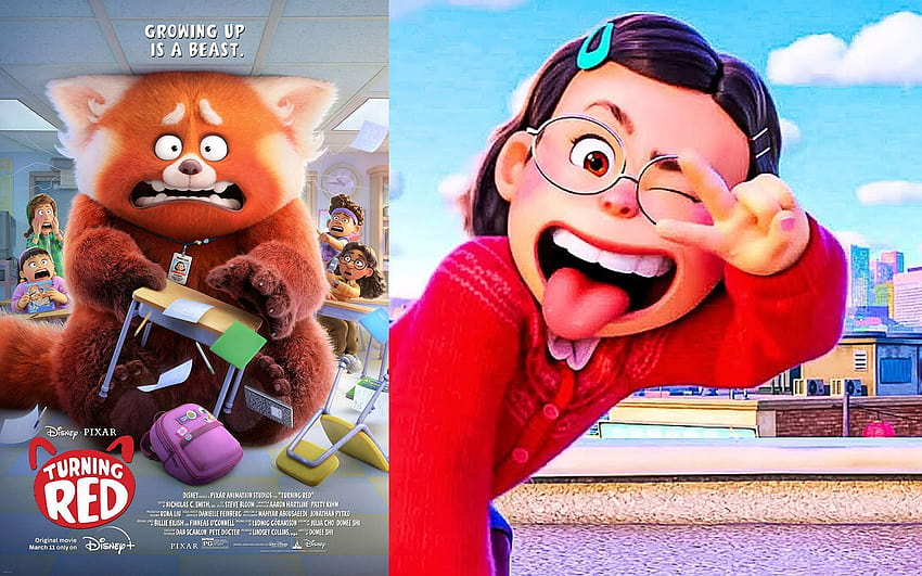 Сцената Turning Red с участието на Mei Lee предизвиква критики, тъй като интернет критикува качеството на анимацията на Pixar, превръщайки се в червено 2022 г. HD тапет