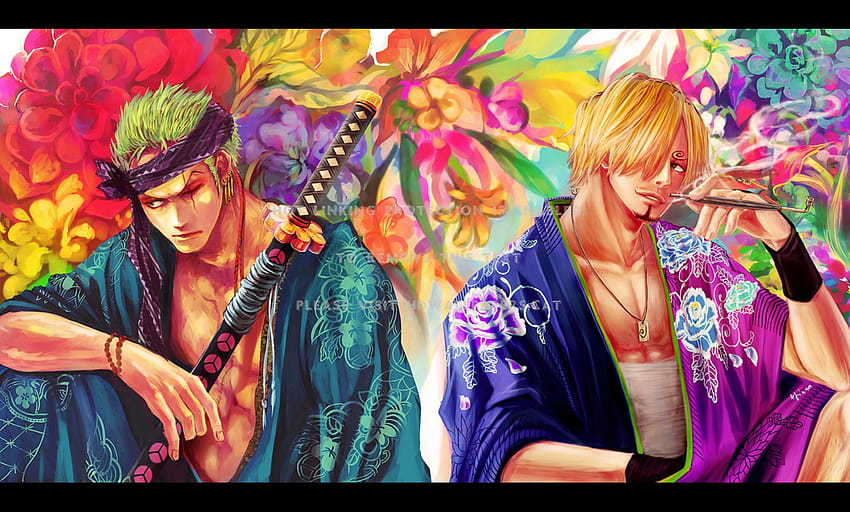 zoro & sanji robes pipe sword male katana, zoro and sanji HD wallpaper