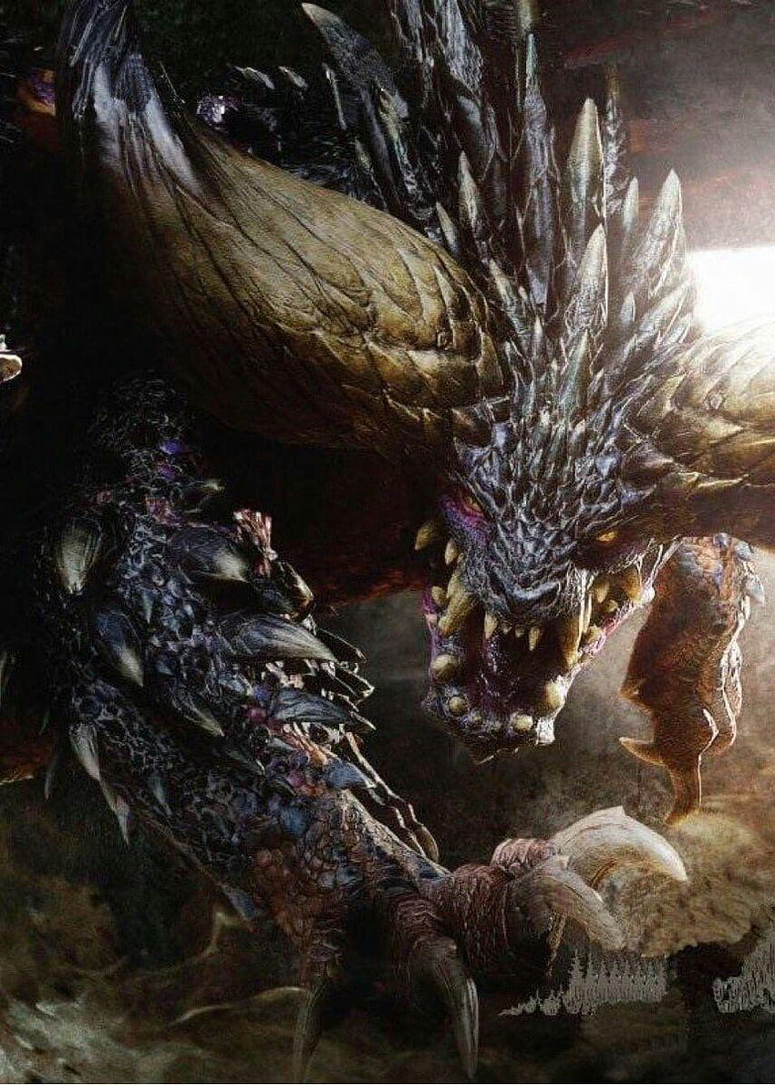Nergigante: 푸르. Dragon a l'aspect terrifiant chacune de ses épines, 몬스터 헌터 월드 네거간트 HD 전화 배경 화면