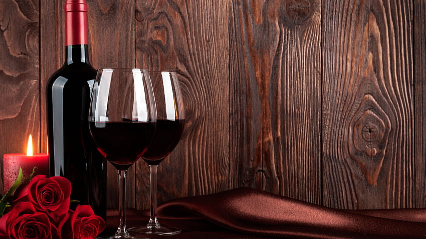 ไวน์ กุหลาบแดง ขวด ​​ถ้วย เทียน 5120x2880 U , ไวน์และเทียน วอลล์เปเปอร์ HD