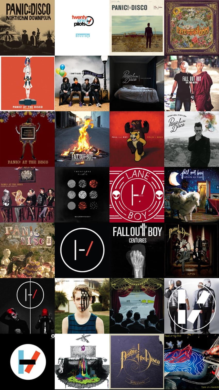 A cool phone I found of all of TØP, P!ATD and FOB's albums, band albums HD phone wallpaper