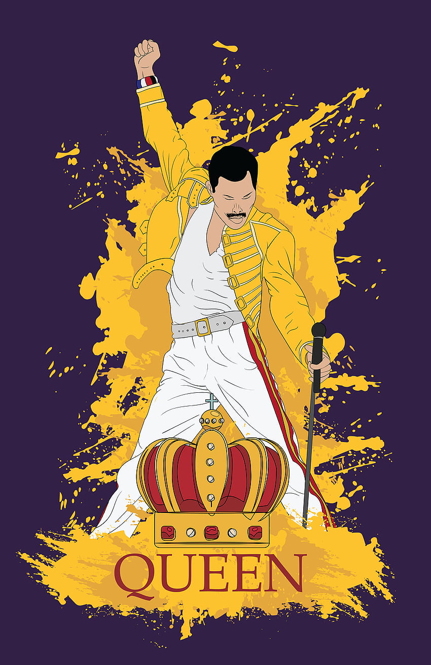 Yellow Suited Freddie Mercury, 프레디 머큐리 미니멀리스트 HD 전화 배경 화면
