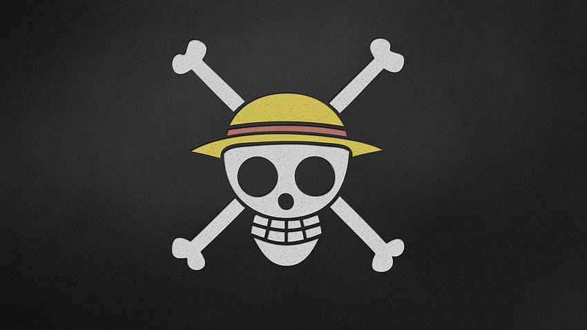 One Piece Straw Hats Crew Jolly Roger y bandera pirata de sombrero de paja fondo de pantalla